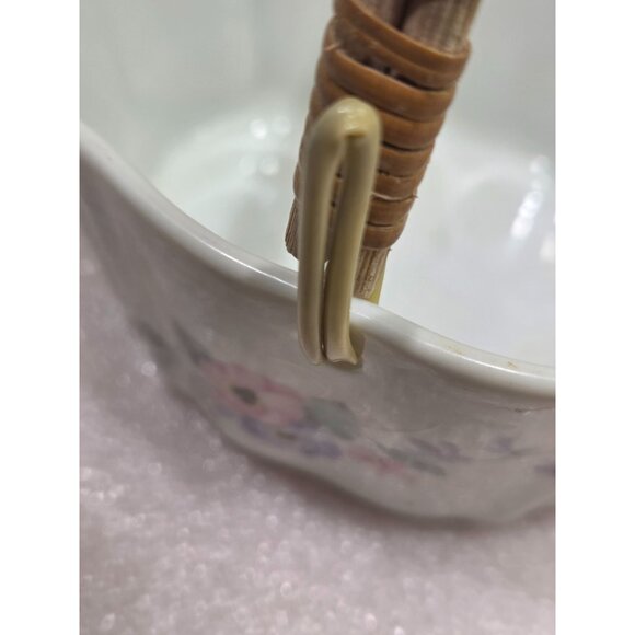 Vintage Russ Porcelain Basket Woven Handle Japan Flowers #4939 Trinket 2-1/4" - Picture 6 of 10